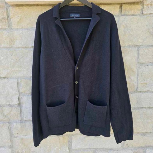 RW&CO. NEW Mens Black Cardigan V Neck Button up W Front Pockets XXL - Picture 3 of 9